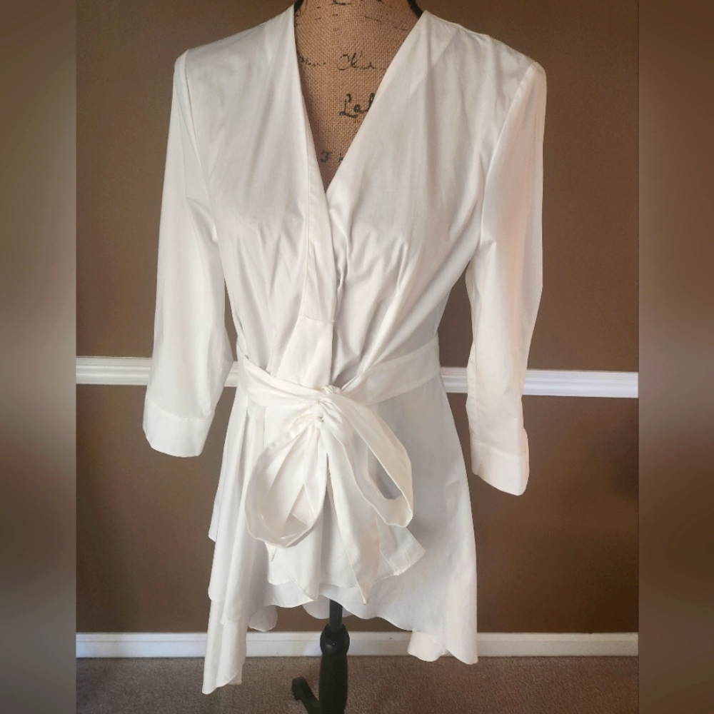 Zara Elegant White Wrap Tunic Med